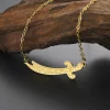 kkjoy – pendentif épée islamique en acier inoxydable, colliers musulmans, bijoux religieux, cadeau pour hommes et femmes