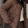 parka à capuche faux deux pièces vers le bas coton vêtements femmes nouveau court ondulé bavure épais chaud coton rembourré veste outcoat dame