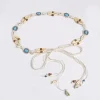 Corde de taille de style bohème nouée ethnique faite à la main avec perles en bois pour femmes, ceinture de style station décontractée.