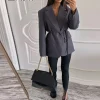 ceinture décontractée ample femmes blazer bouton unique à manches longues revers solide femmes manteaux 2025 automne été dame rue vêtements d'extérieur