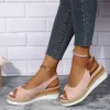 2025 nouvelles femmes sandales peep toe sandales à talons compensés pour femmes mode plate forme chaussures décontractées confortable chaussure de plage sandalias de mujer