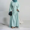 abaya fibrhijab ensemble musulman assressenti, 2 pièces/ensemble, robe africaine de luxe, kimono marocain, caftan