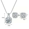 genuin ensembles de bijoux en argent regardé 925 pour femmes, collier en cristal clair brillant, boucles d'oreilles patients, bijoux à la mode, vente en gros