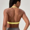 soutien gorge de sport de yoga pour femmes, col licou, design élégant au dos, soutien gorge de gymnastique sexy pour course à pied, fitness