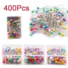 Épingles à coudre droites, 400 pièces, tête sphérique nacrée, épingles à Quilting, épingles à bâton multicolores pour tissu, artisanat de bricolage