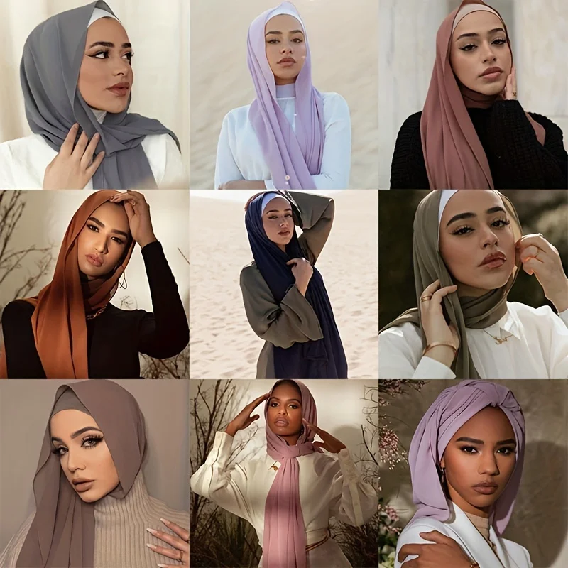 châle hijab en mousseline de soie à bulles élégant pour femme, châle léger et enveloppant, parfait pour les sorties décontractées et les événements serrés