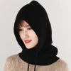 chapeau à capuche hiver femmes cachemire bonnet bonnet unisexe tricot écharpe dame laine cou et visage protéger cagoule skullies femmes à capuche