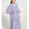 musulman douce fille abaya en mousseline de soie 3 couches robe de gâteau eid diamant enfants abayas dubaï arabe islam abayas enfants robe cardigan