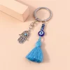amolette turc evil eye tassels keychain, blue eye key ring, fatima hand, pmotfor handbag, jewelry accessrespiration