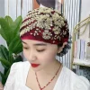 foulard de tête dentelle turban chapeaux fleur strass été mince foulard élastique cravate hijab turban chapeau islamique sous écharpe femmes