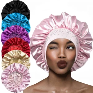Nouveau femmes Satin strass chapeau de couchage soins des cheveux Salon maquillage bandeau musulman Hijab tête couverture Bonnet bonnet de douche accessoires