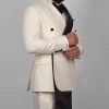 costumes de mariage 2 pièces pour hommes, style beige, coupe cintrée, blazer à double boutonnage, tuxedos de marié d'affaires, costume de bal de fête