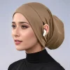 bonnet hijab en jersey de coton pour femme musulmane, sous Écharpe avec trou d'oreille, frontal rond