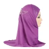 h039 belle petite fille amira hijab avec dentelle au dos ajustement 2 5 ans enfants tirer sur écharpe islamique foulard
