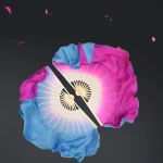 InjFan-Paire de Voile de brevdu Ventre pour Femme Adulte, Double Face, Bambou, Long, Teinture à la Main, Bleu, Rose, Accessoires de Danseuse Fluide