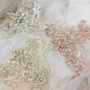 appliques en cristal strass, col en dentelle de perles de cristaux de tulle avec support en dentelle, ceinture de robe de mariée, couverture de mariée 15x20