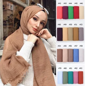 Foulard Hijab en coton froissé pour femmes, Bandana, Turban, châle musulman, bandeau africain, châles islamiques Foulard Hijab en coton froissé pour femmes, Bandana, Turban, châle musulman, bandeau africain, châles islamiques