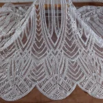 La Belleza-Dentelle Perlée pour Mariée, Tissu à Paillettes, Motifs Longs, Largeur 51 en effet, 1 Yard, 2025