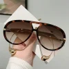 lunettes de soleil pilote surdimensionnées pour femmes, nouvelle mode, double pont, nuances dégradées, tendance, marque de luxe, design, 2025