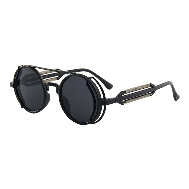 Lunettes de soleil gothiques classiques Steampunk, marque de luxe de styliste, haute qualité pour hommes et femmes, monture ronde rétro pour PC
