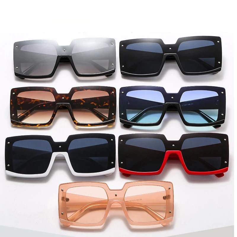 Lunettes de soleil Vintage pour femmes, marque de mode, surdimensionnées, Double couleur, noir, rouge, une pièce