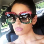 Respzed-Lunettes de soleil carrées pour femmes, verres transparents, trois couleurs, grand cadre, fête