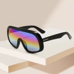 Lunettes de soleil bouclier surdimensionnées hommes marque Design 2025 lunettes de Sport en plein air une pièce lentille miroir lunettes de soleil futuristes femmes S154