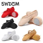 Chaussures de Ballet en toile pour filles, pantoufles de danse plates pour adultes, femmes et enfants, chaussures de danse classiques à semelle fendue en cuir souple