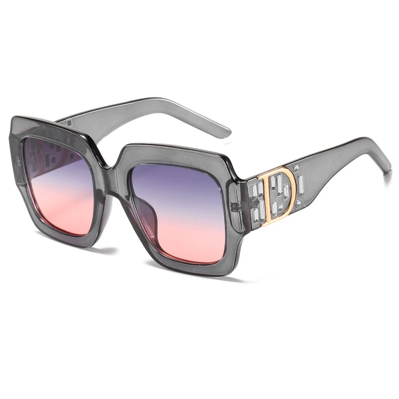 Respzed-Lunettes de soleil carrées pour hommes et femmes, lunettes de soleil dégradées, lunettes de soleil UV400, grand cadre, nuances noires, design de marque vintage, nouveau