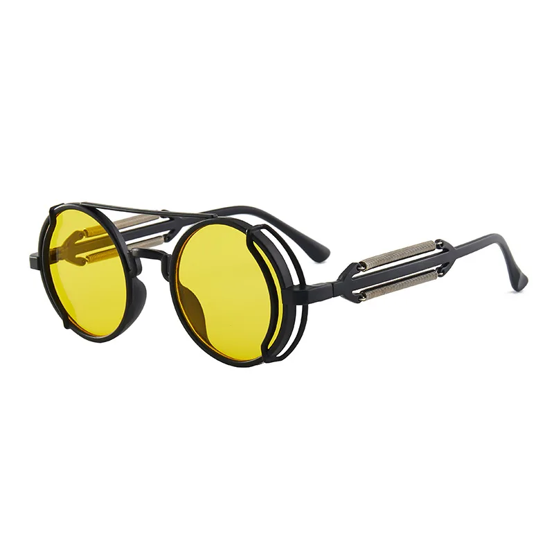 Lunettes de soleil gothiques classiques Steampunk, marque de luxe de styliste, haute qualité pour hommes et femmes, monture ronde rétro pour PC