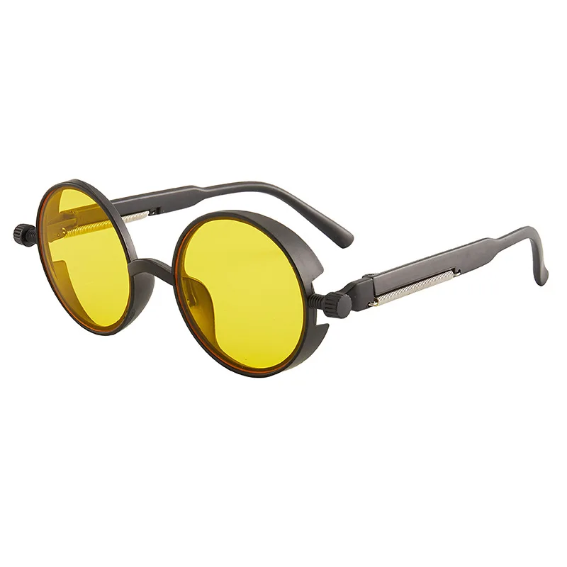 Lunettes de soleil gothiques classiques Steampunk, marque de luxe de styliste, haute qualité pour hommes et femmes, monture ronde rétro pour PC