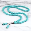 Collier et Bracelet de perles pour hommes et femmes, 108 perles, bouddha tibétain, fait à la main, Turquoises synthétiques bleues, bijoux de prière Collier et Bracelet de perles pour hommes et femmes, 108 perles, bouddha tibétain, fait à la main, Turquoises synthétiques bleues, bijoux de prière
