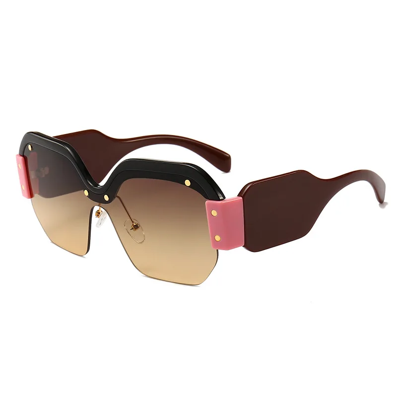 Lunettes de soleil Vintage carrées sans bords pour hommes et femmes, grand cadre large, marque de luxe rétro, nuances de dame, Oculos UV400, Gafas