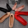 mocassins en faux daim pour femmes, chaussures plates à enfiler, mocassins ronds, ballerines peu profondes, nœud papillon, grande taille 35 41