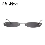 Petites lunettes de soleil femmes hommes marque concepteur sans monture lunettes étroites luxe tendance alliage lunettes de soleil Streetwear UV400