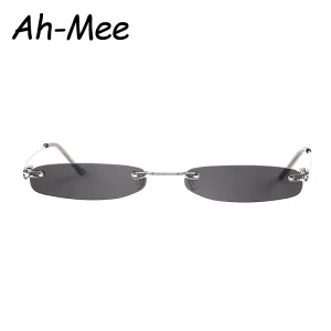 Petites lunettes de soleil femmes hommes marque concepteur sans monture lunettes étroites luxe tendance alliage lunettes de soleil Streetwear UV400