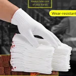 12 paires de gants résistants à l&rsquo;usure en fil de coton blanc pour la réparation domestique-mitaines de travail hygiéniques et durables