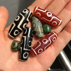 Vert rouge prière Mala noir tibétain mystique Agates Dzi perles de pierre ovale 9 yeux perles pour la fabrication de bijoux bracelet Religion foi