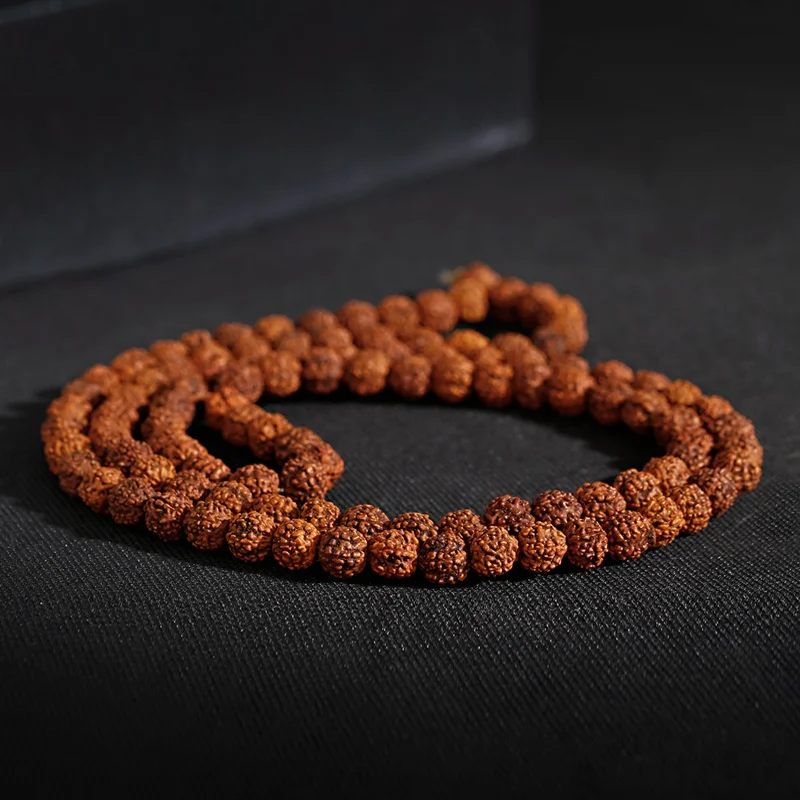 Bracelet tibétain bouddhiste classique Bodhi Rudraksha Bodhi, perles de méditation Mala, bijoux en perles de bois, chaîne de prière exécutive, Juifs comme bracelet tibétain, 108 pièces – Image 5
