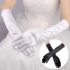 Gants en satin monochromes pour femmes, mitaines complètes, gants fins, performance sur scène, cosplay d&rsquo;Halloween, robe élégante, Noël