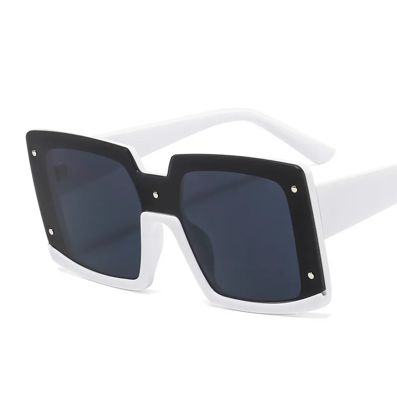 Lunettes de soleil Vintage pour femmes, marque de mode, surdimensionnées, Double couleur, noir, rouge, une pièce