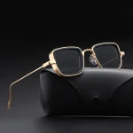 Lunettes de soleil Steampunk pour hommes et femmes, marque de styliste, Vintage, monture carrée en métal, Uv400, nouvelle collection 2024
