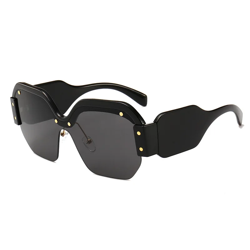 Lunettes de soleil Vintage carrées sans bords pour hommes et femmes, grand cadre large, marque de luxe rétro, nuances de dame, Oculos UV400, Gafas