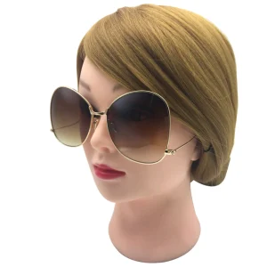 Lunettes de soleil de luxe pour femmes, design de marque, métal délicat, grand cadre, verres transparents, pour l&rsquo;extérieur, offre spéciale, 2024