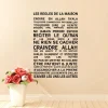 Autocollant Mural en Vinyle Islamique, Version Française, Règles de la Maison, Art, Projecan, Citation Allah