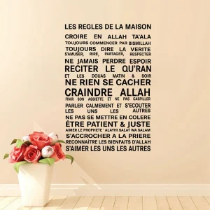 Autocollant Mural en Vinyle Islamique, Version Française, Règles de la Maison, Art, Projecan, Citation Allah