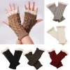 gants en patchwork de dentelle pour femmes, gants brodés ogo pour étudiants, automne, hiver, coronavirus, mode, chaud, solide, sans doigts