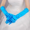 gants en satin monochromes pour femmes, mitaines complètes, gants fins, performance sur scène, cosplay d'halloween, robe élégante, noël