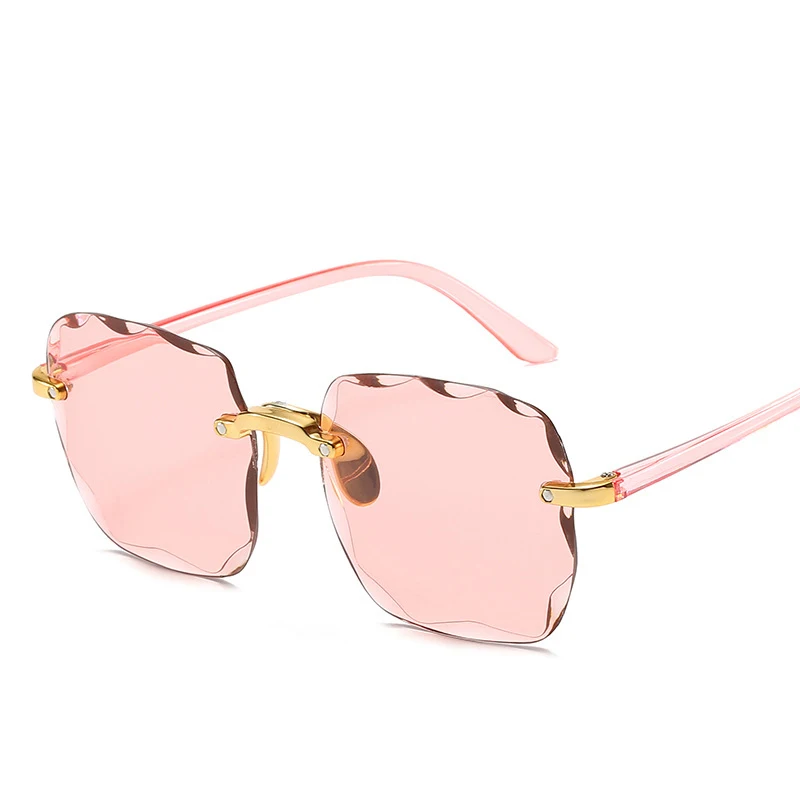Lunettes de soleil carrées sans monture pour femmes et hommes, marque de luxe, styliste, été, rouge, mode, UV400, 3 pièces