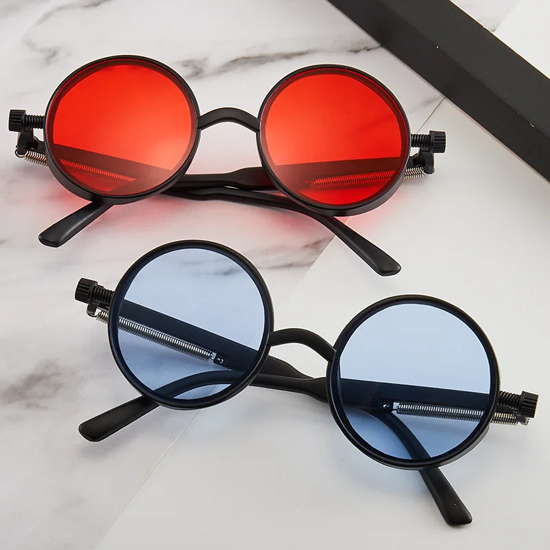 Lunettes de soleil gothiques classiques Steampunk, marque de luxe de styliste, haute qualité pour hommes et femmes, monture ronde rétro pour PC